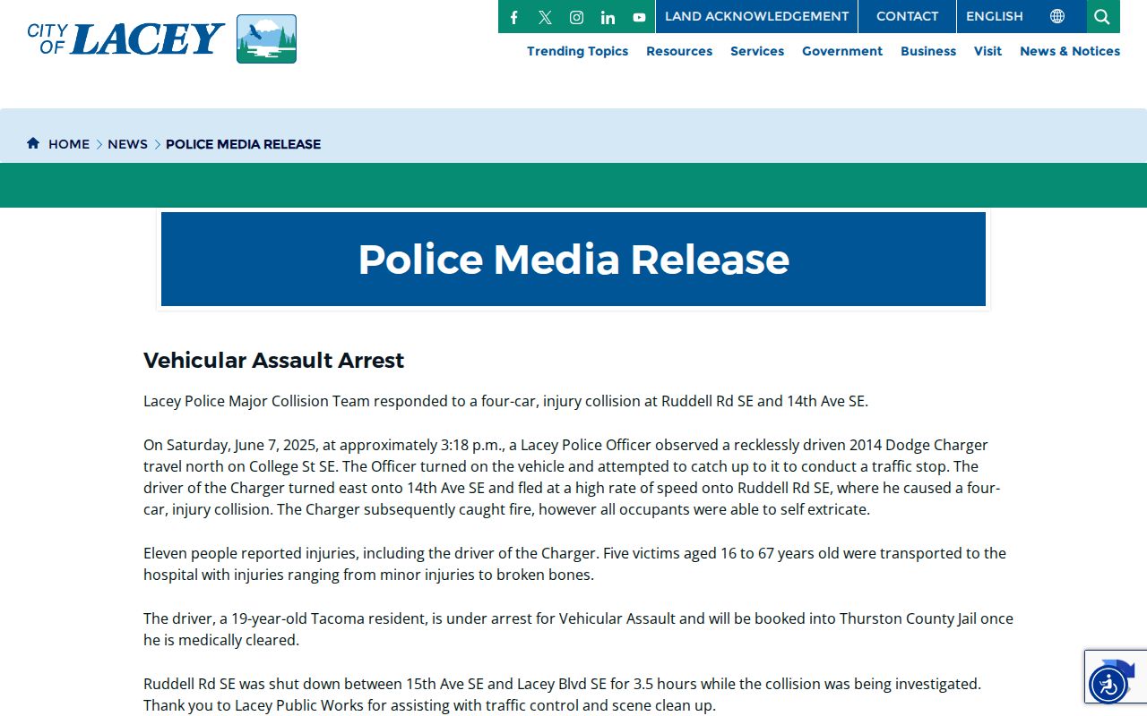 Thurston County Lacey Police booking record media-release source